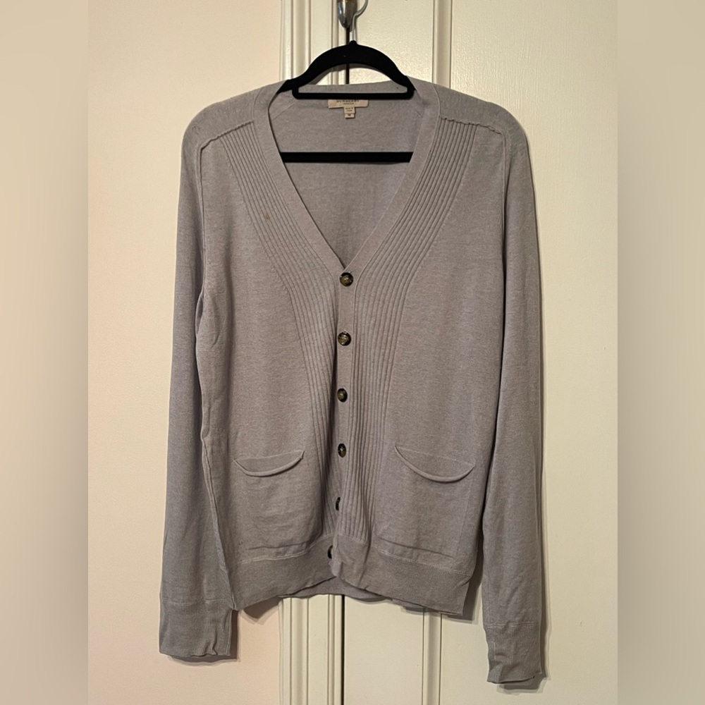 Burberry Silver Wool Cotton Cardigan